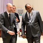 Jean-Noël Barrot et Faustin Archange Touadéra à Bangui