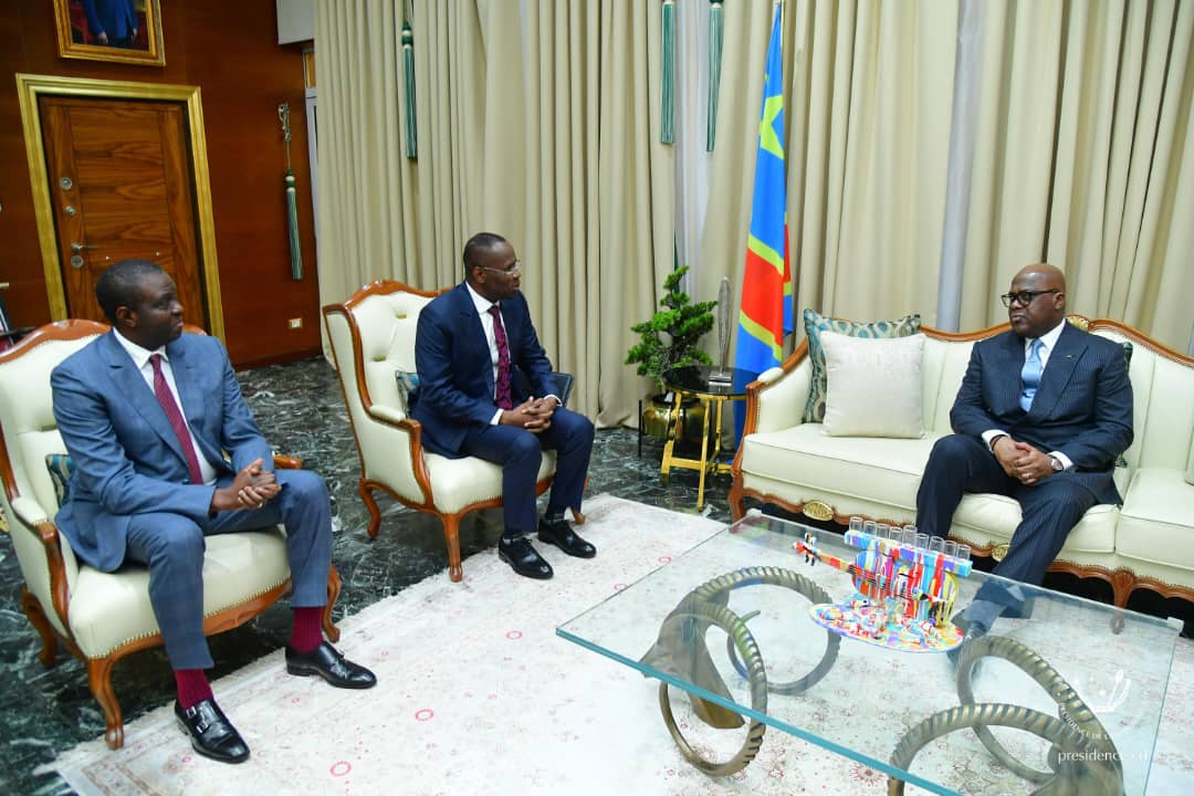 Le Gouverneur de la BEAC Yvon Sana Bangui et le président Antoine Félix Tshisekedi de la RDC