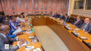 Les ministres des affaires étrangères de l'AES avec la délégation des affaires étrangères russes à New-York