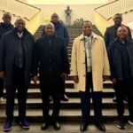 Le Chef de l'Etat centrafricain Faustin Archange Touadera et sa suite au musée de Saint-Pétersbourg