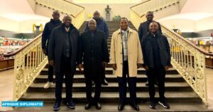 Le Chef de l'Etat centrafricain Faustin Archange Touadera et sa suite au musée de Saint-Pétersbourg